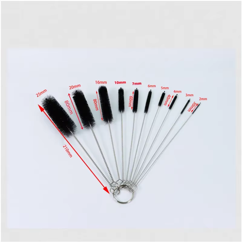 Ensemble de 10 brosses à cheveux souples en acier inoxydable, Tube à essai, brosse à biberon multifo