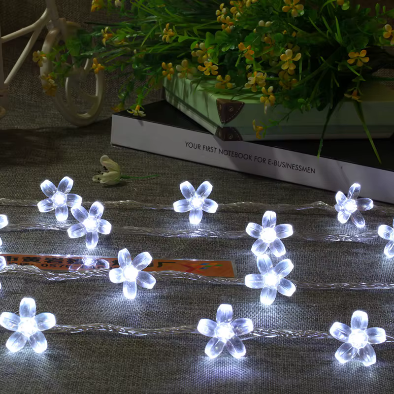 Guirlande lumineuse féerique à piles, 1 pièce, 10/20/30/40 LED, lumières en fleurs de cerisier pour 