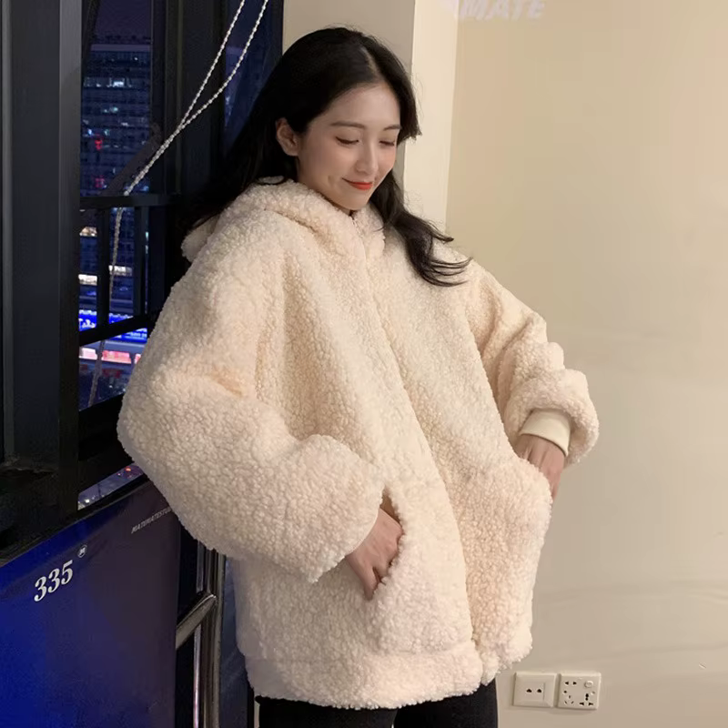 Sweat à capuche zippé en fausse fourrure pour femme, sweats à capuche doux avec oreilles d'ours en p
