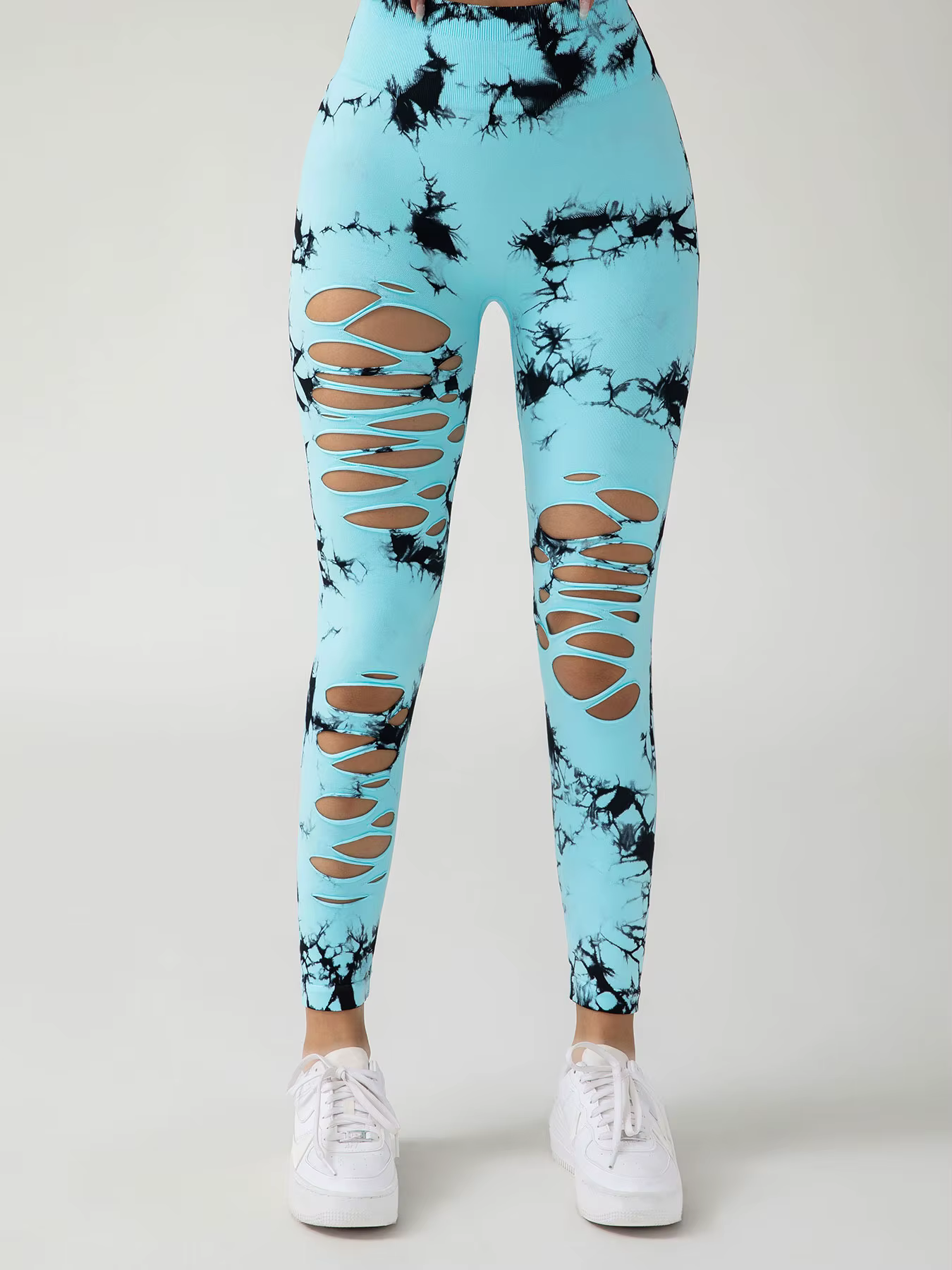 Mode femme sans couture cravate colorant SkinnyYoga pantalon nouveau décontracté évider taille haute