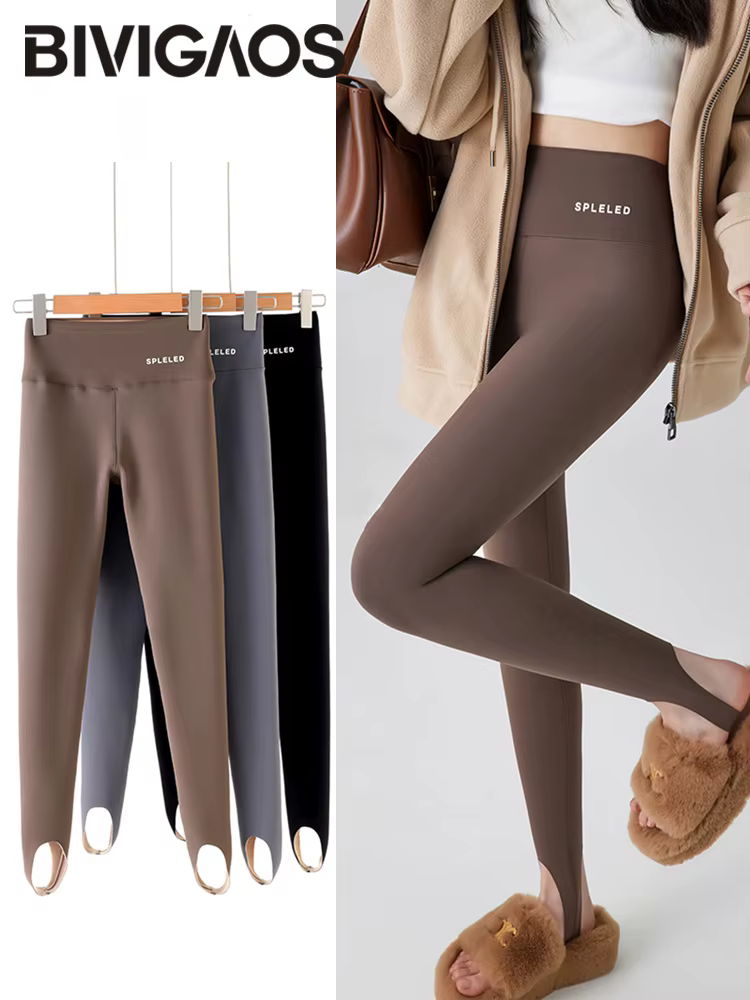 BIVIGAOS automne hiver nouveau lapin polaire épaissir bottes Leggings femmes mince pied pantalon Yog