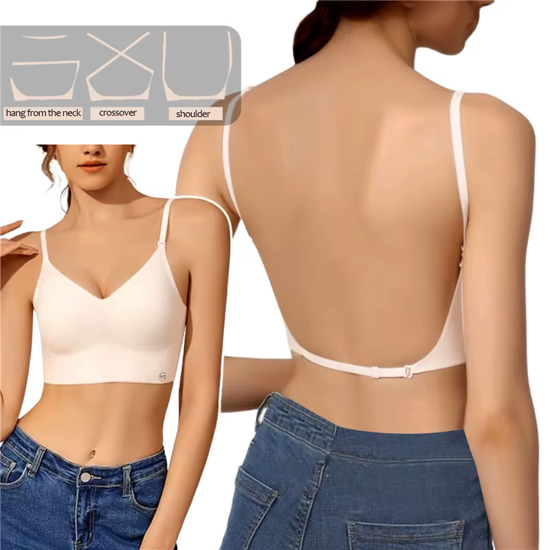Soutien-gorge invisible pour femmes, soutien-gorge plongeant en U profond, haut sans dos pour robes,