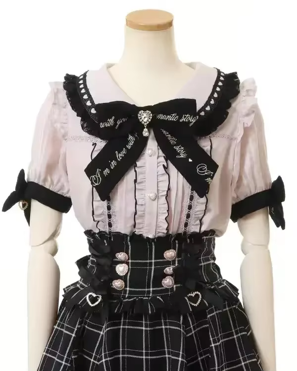 Rojita Style dentelle col Lolita chemise mode femmes hauts été mignon doux nœud épaule coupe ajustée