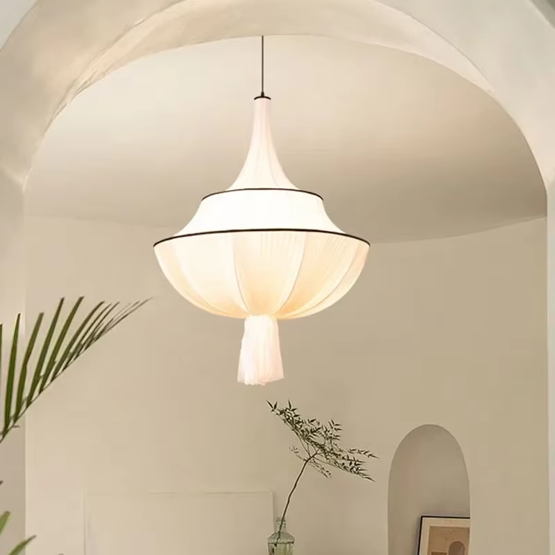 Lampe suspendue en tissu français pour plafond, Vintage, luminaire décoratif d'intérieur, idéal pour