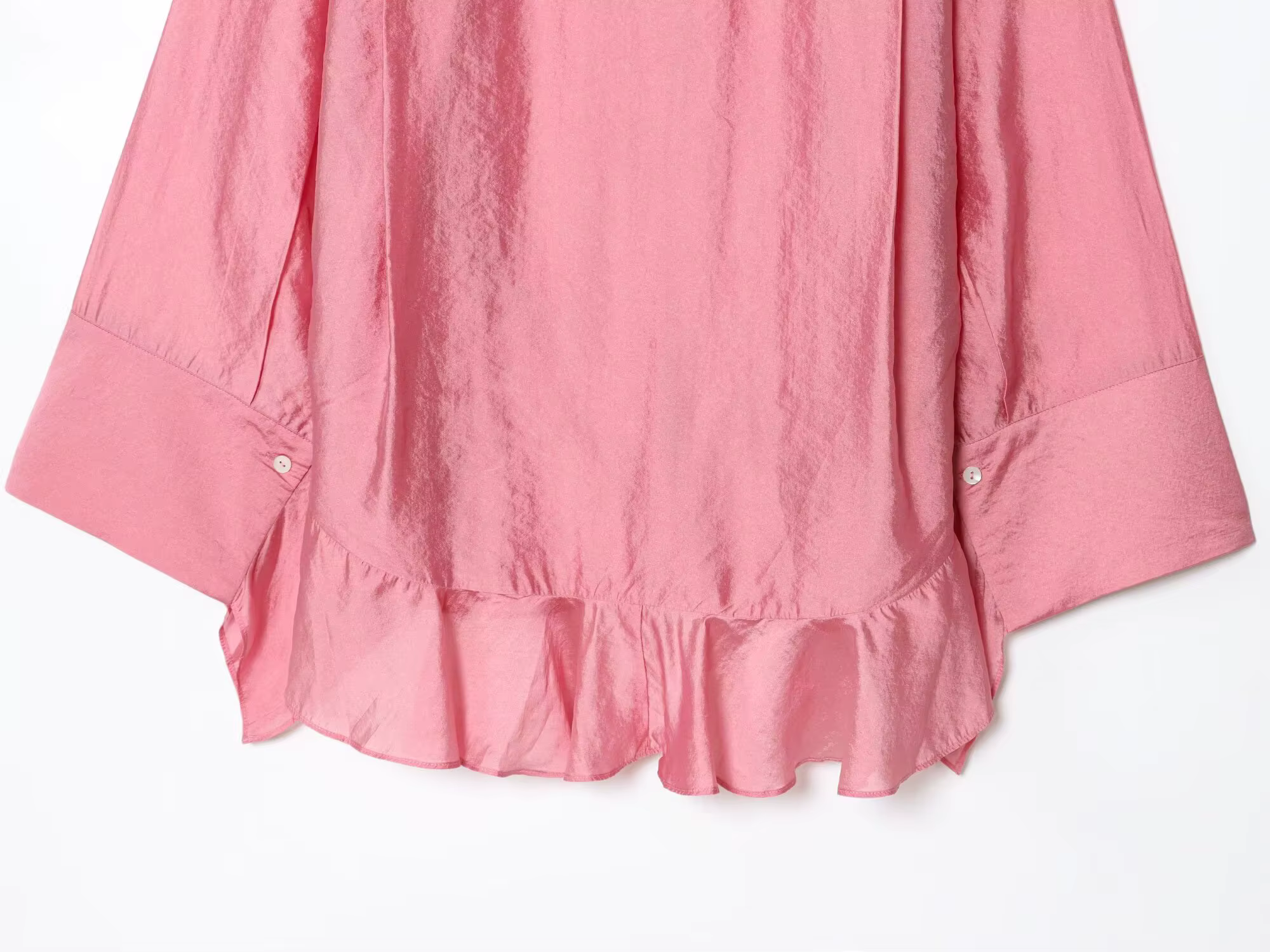 Chemise à volants rose douce et à la mode pour femmes, vêtements d'automne de style européen et amér