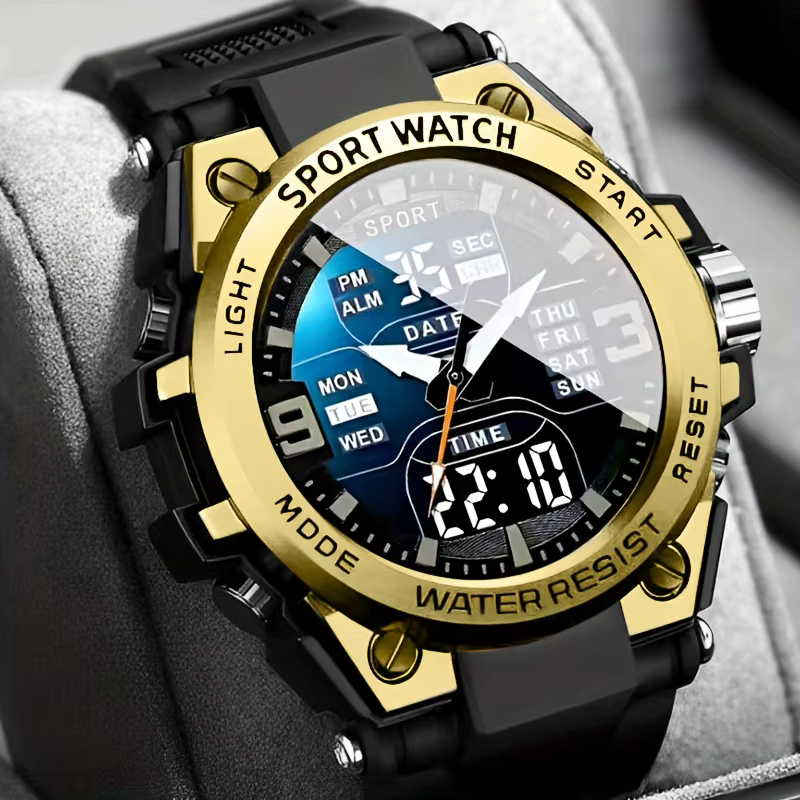 Montre à LED lumineuse à grand cadran, au design élégant, pour hommes, femmes et adolescents, avec d