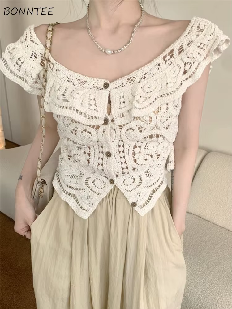 Cardigans femmes élégant évider loisirs Streetwear Design solide tendre attrayant romantique ample à