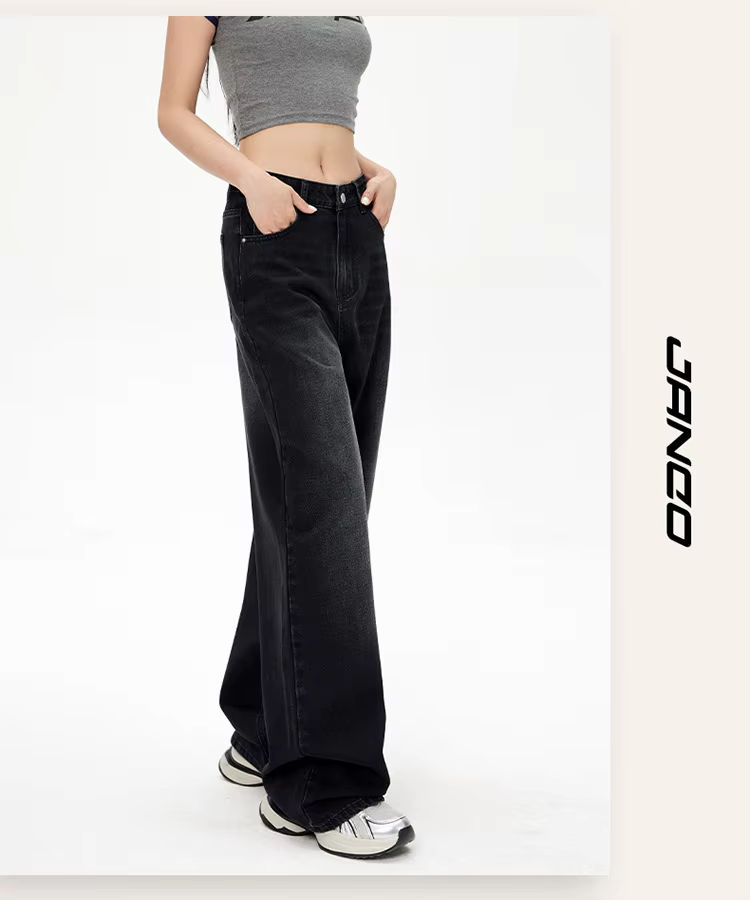 Lady RetroY2K Style taille haute jean pantalon femmes mode jambe droite Denim pantalon filles chaude