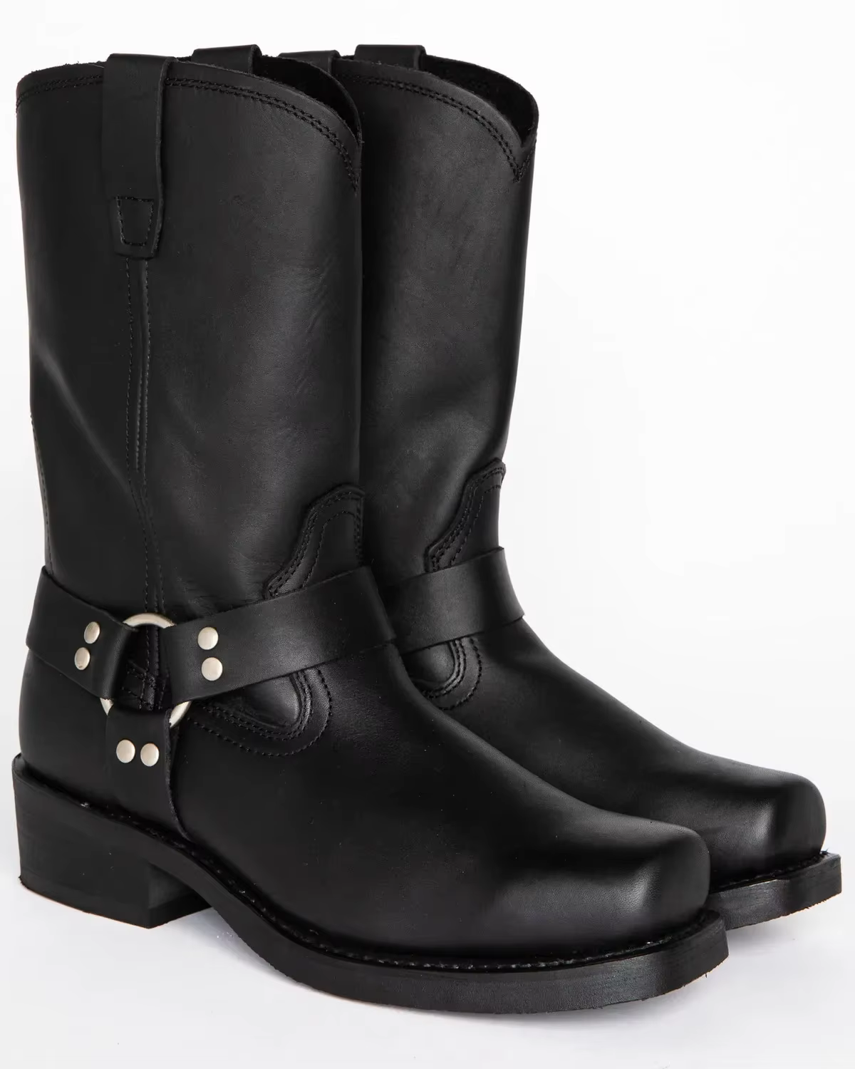 Bottes de cowboy rétro pour hommes, bottes western mi-mollet en cuir PU, chaussures à enfiler pour h