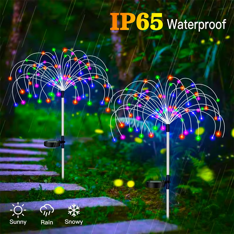 Solaire LED feu d'artifice fée lumières extérieur étanche décoration de jardin pelouse voie lampe so