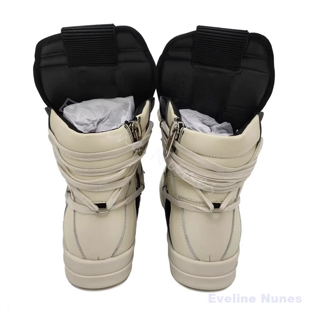 Chaussures montantes à plateforme rehaussantes pour hommes, à lacets croisés, décontractées, antidér