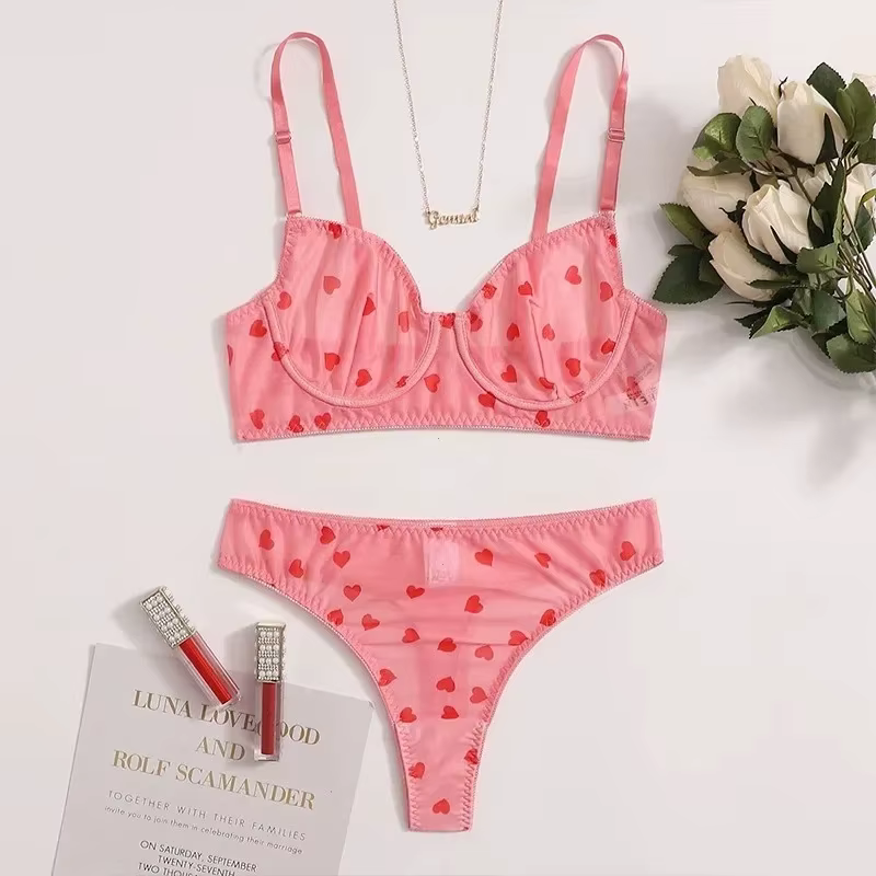Ensemble de lingerie transparente pour femmes, sous-vêtements féminins, shorts de corps, soutien-gor