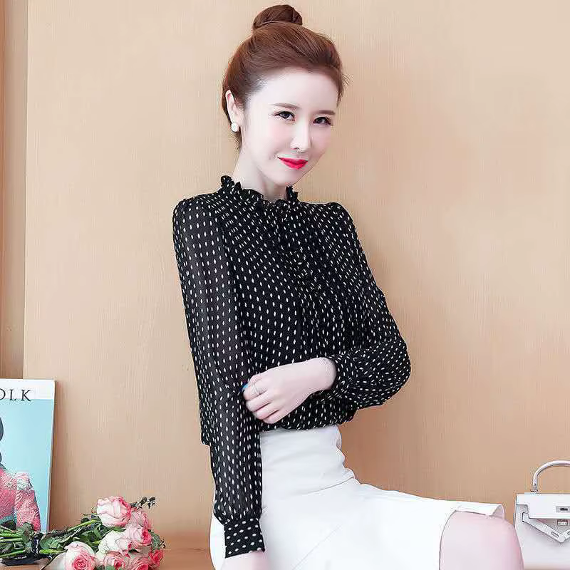 Femmes printemps automne Style chemisiers en mousseline de soie chemises dame décontracté à manches