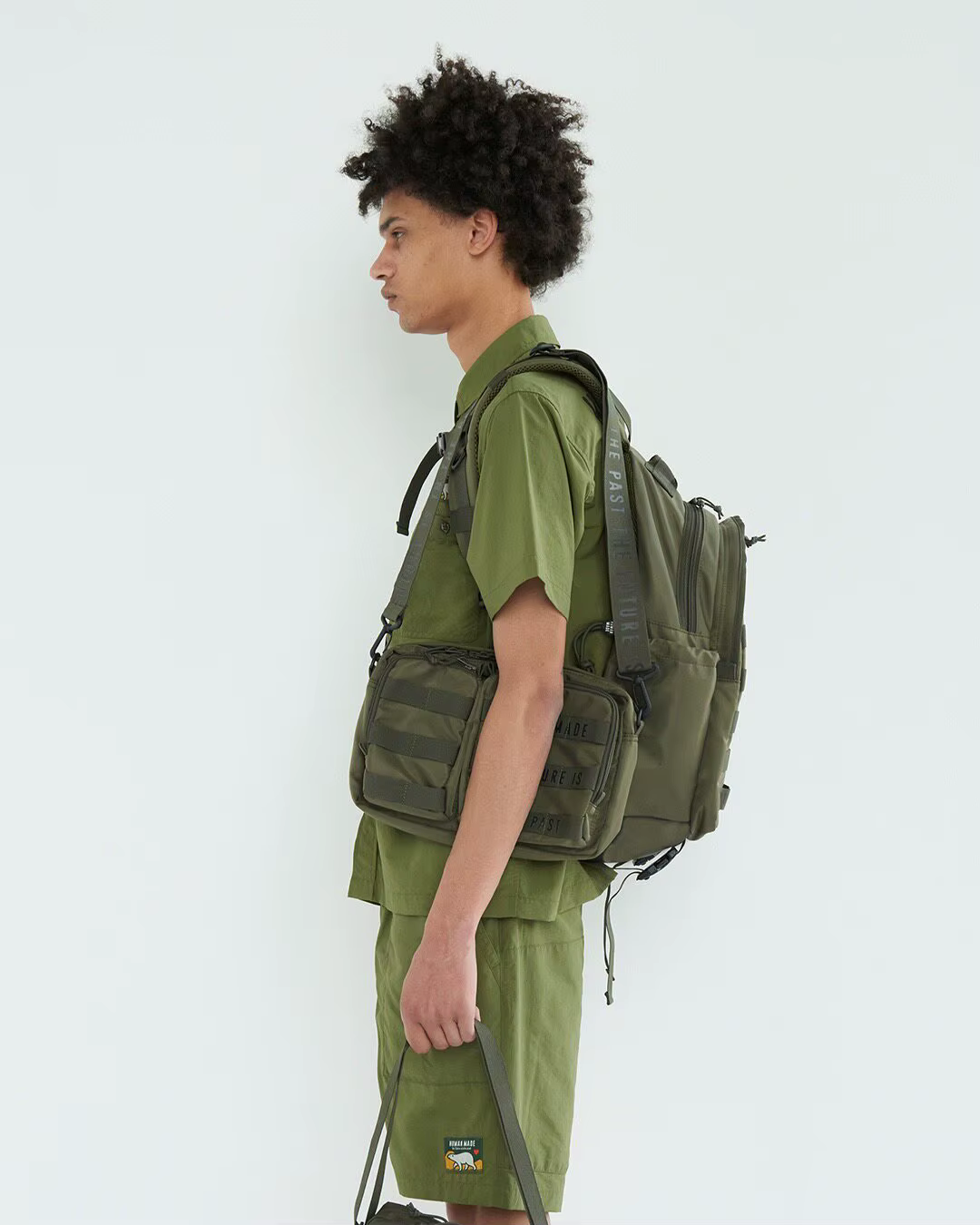 Sac à dos en nylon de style rétro américain Human Made, sac à dos de voyage de grande capacité, sac