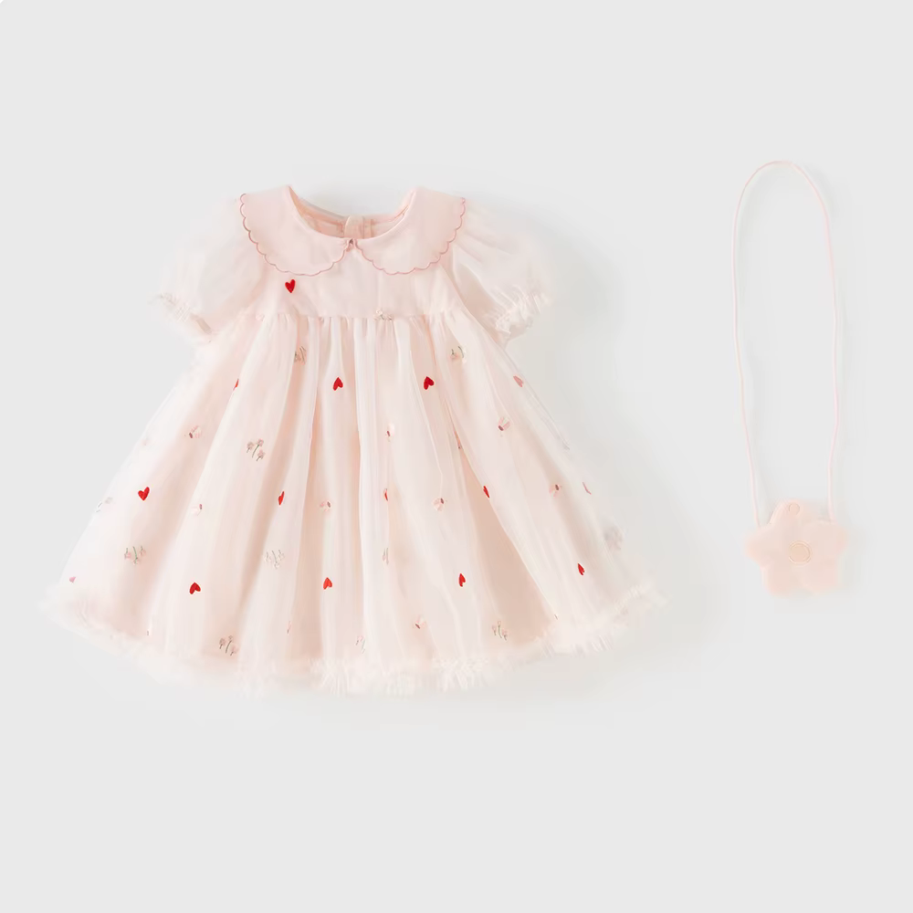Robe en maille pour enfants Dave Bella, robe de princesse brodée, robe d'été à manches courtes pour 