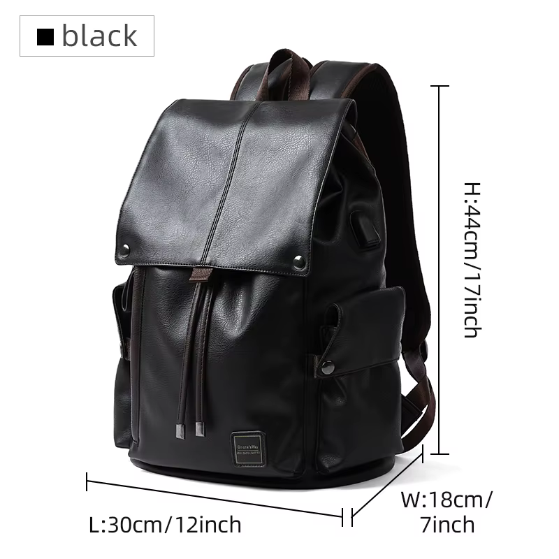 MOYYI grand sac à dos de voyage en cuir étanche à rabat hommes femmes adolescents collège étudiant s