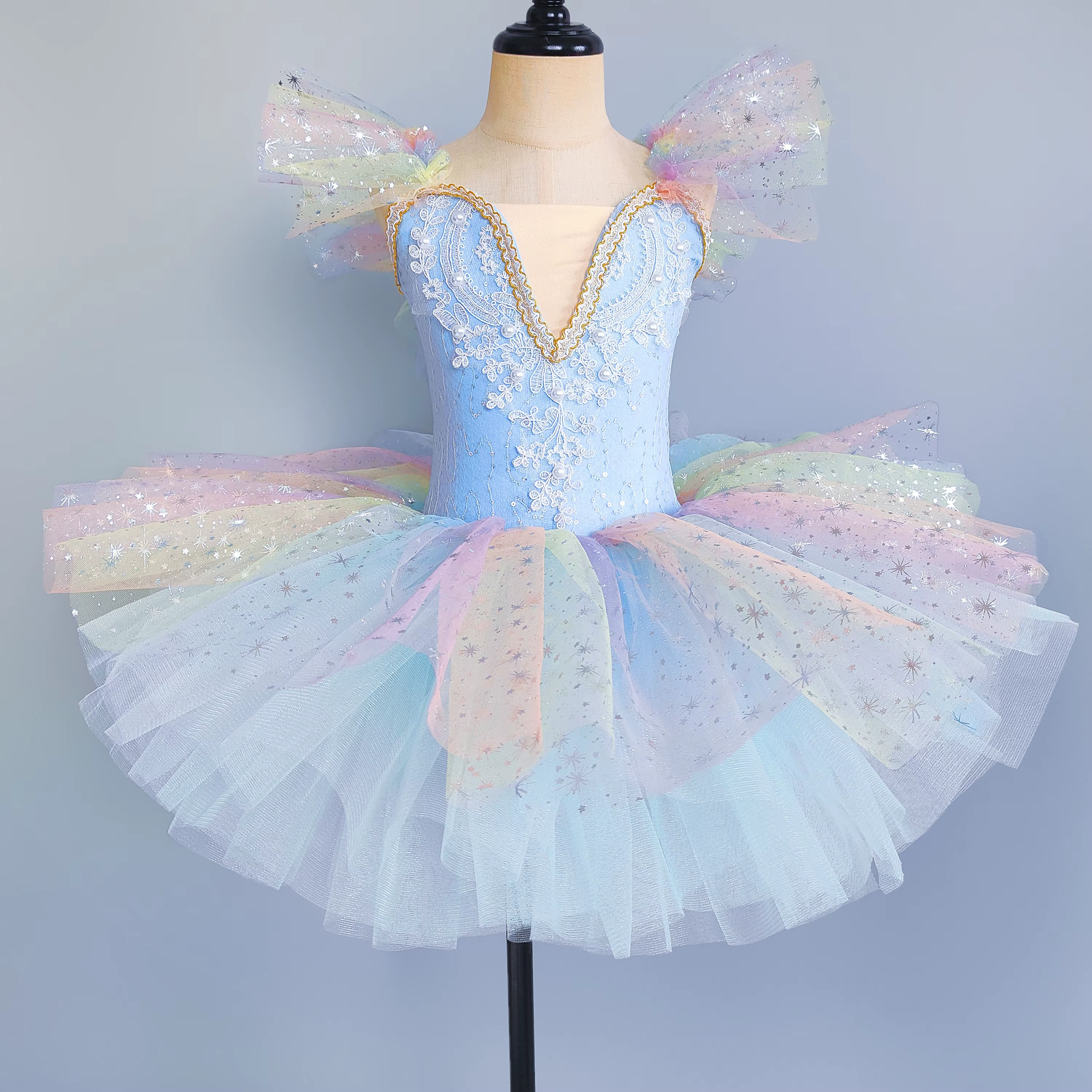 Tutu féerique de spectacle de princesse pour enfants, vêtements de Ballet, justaucorps pour filles,