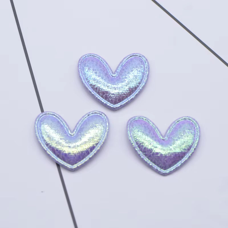 100 pièces de patchs en cuir brillant rembourrés en forme de cœur de 25*22mm, appliques pour vêtemen