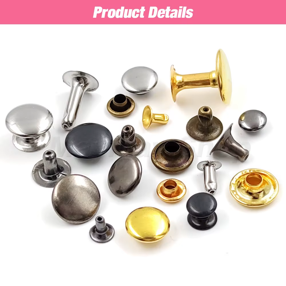 100 ensembles de Rivets à capuchon unique en métal de 5mm à 15mm, goujons ronds pour bricolage, sac 