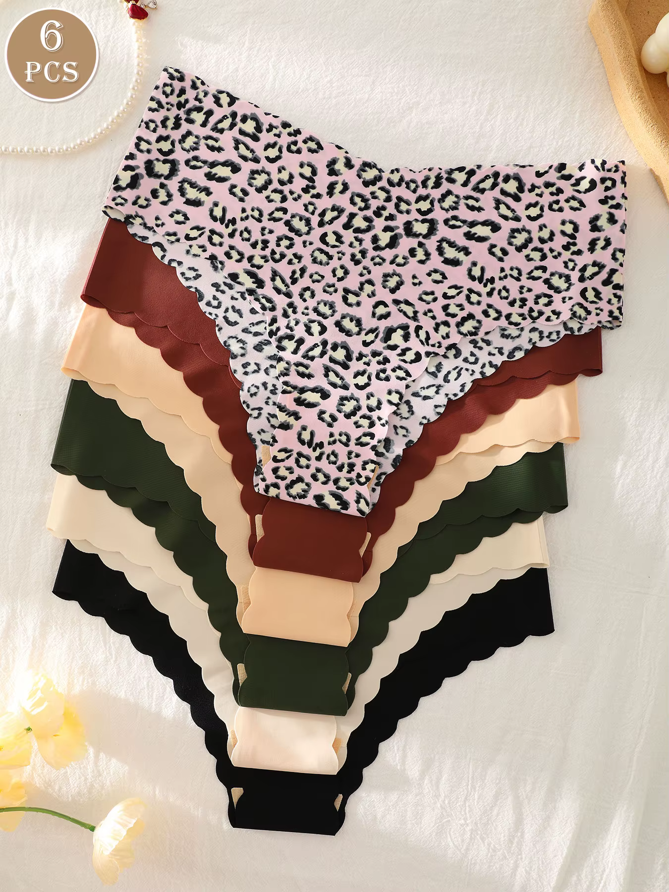 Lot de 6 culottes pour femmes, multicolores, sans couture, confortables, respectueuses de la peau, s