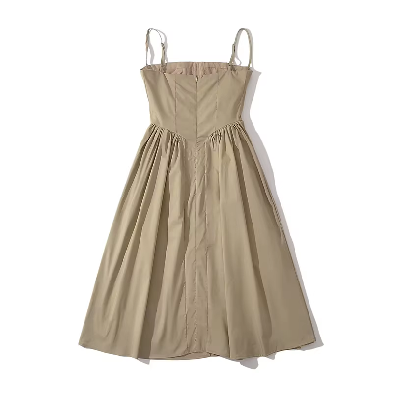 YENKYE-Robe mi-longue sexy pour femme, style corset, taille basse, épissée, froncée, plissée, balanç