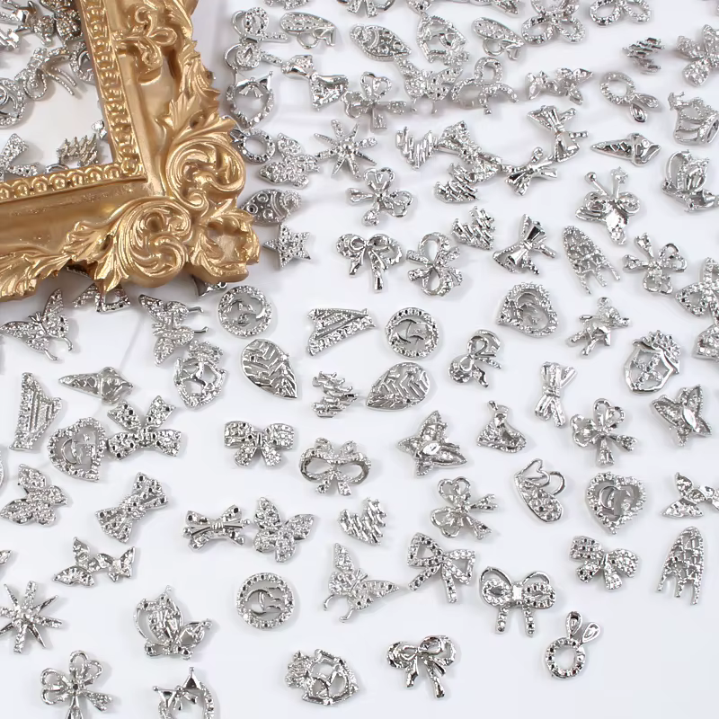 Breloques pour ongles en alliage papillon 3D, 50/60 pièces/lot, bijoux Design avec nœud papillon, lu