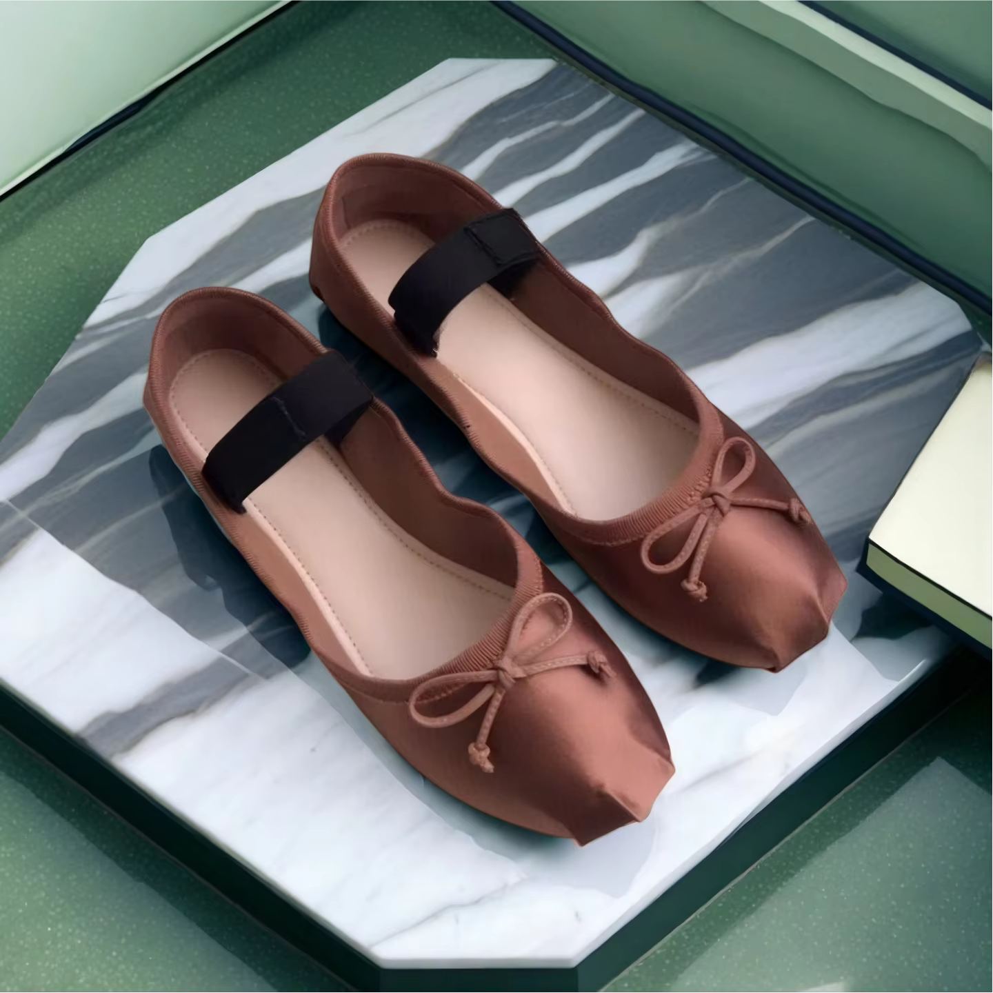Ballerines pour femmes printemps/été avec talon nœud papillon et style Mary Jane à découpe basse en