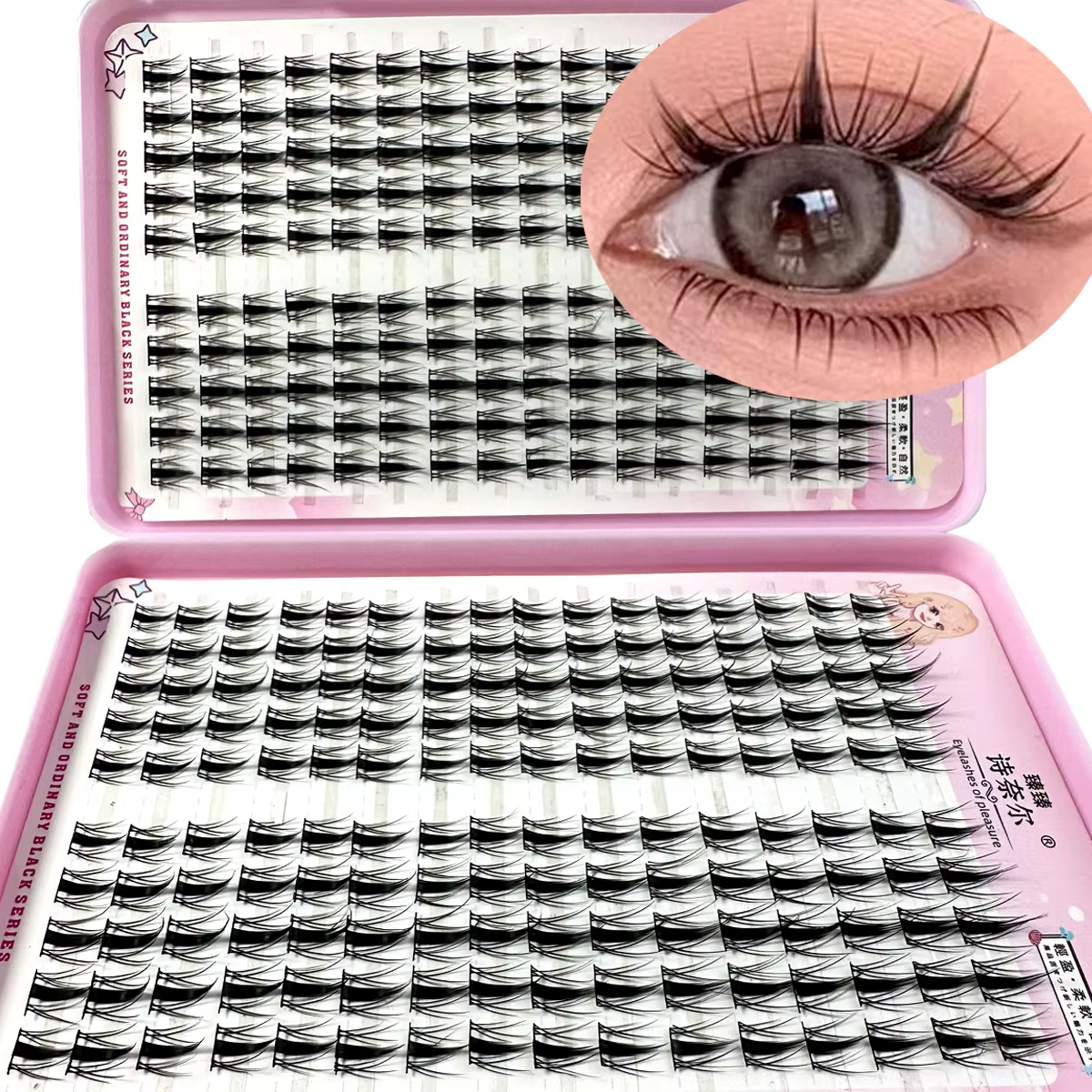 Faux-cils pelucheux effet œil de renard Manga individuel, réutilisables, naturels, épais, longs, Ext