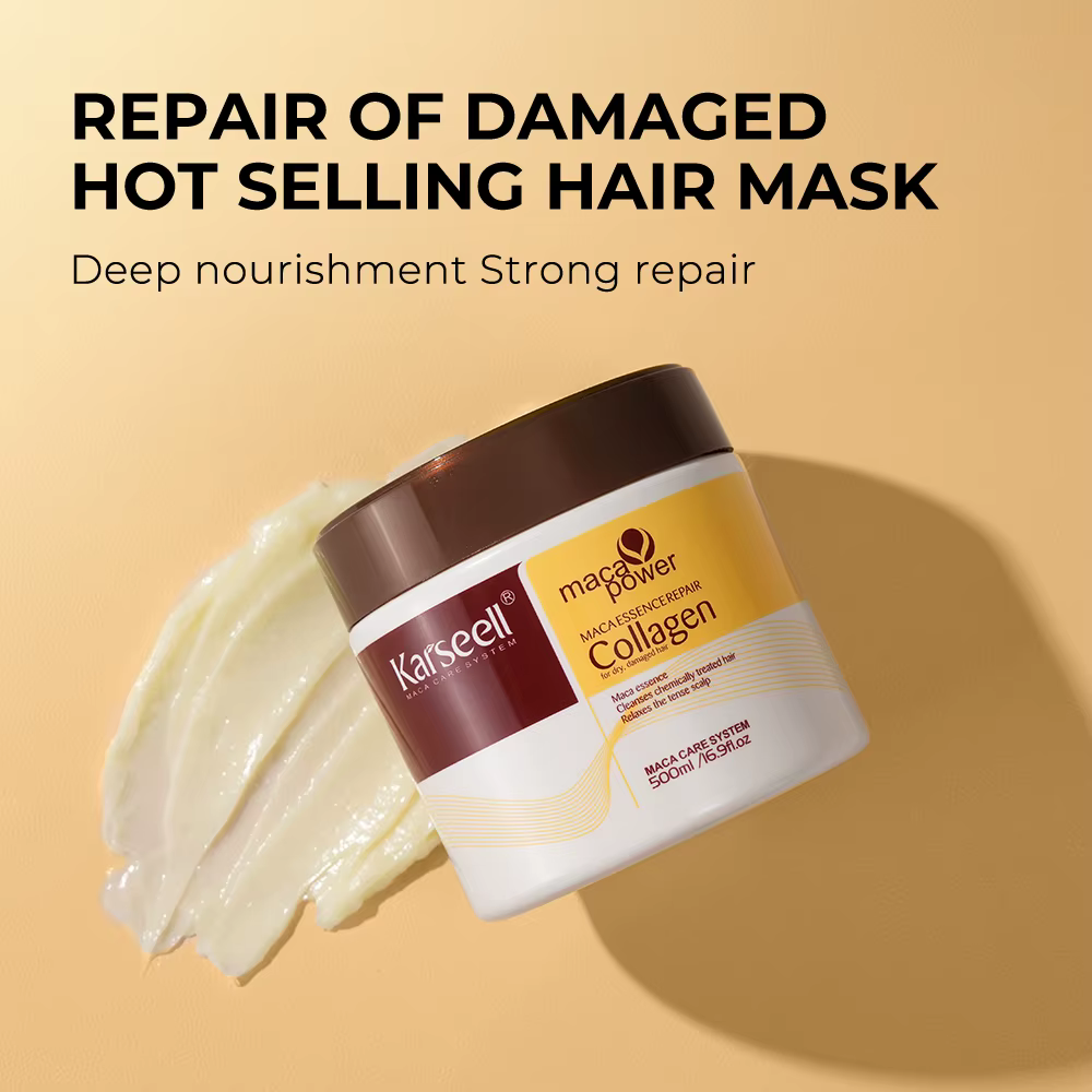 Karseell-Traitement capillaire au collagène, masque réparateur en profondeur, 500ml + sérum à l'huil