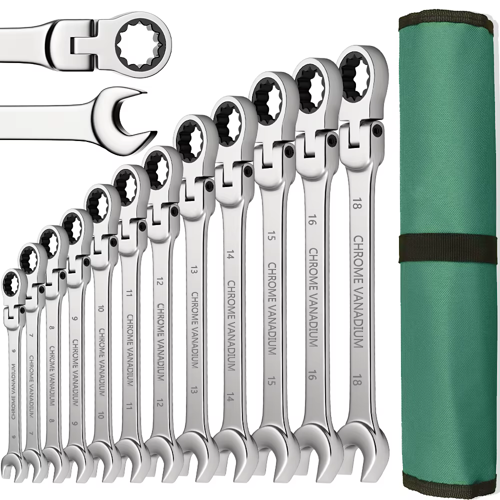Jeu de clés à cliquet, anneau d'engrenage de 8 à 22mm, Kit de clés combinées à cliquet, tête Flexibl