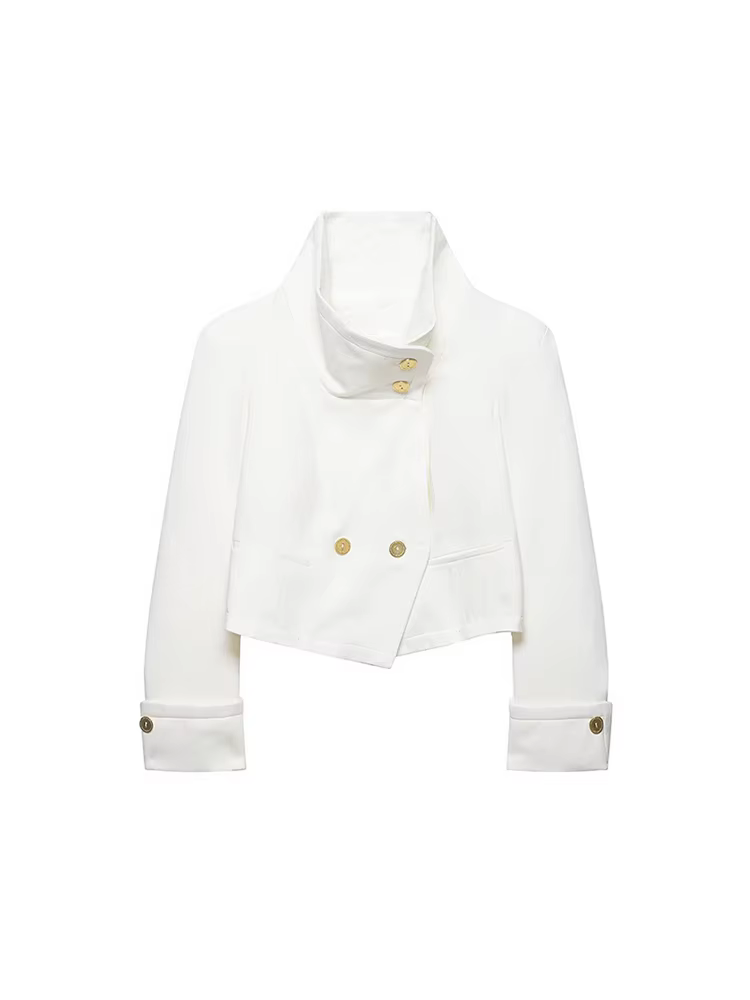 TFMLN – veste élégante pour femmes, couleur unie, manches longues, col montant, boutonnée, courtes,