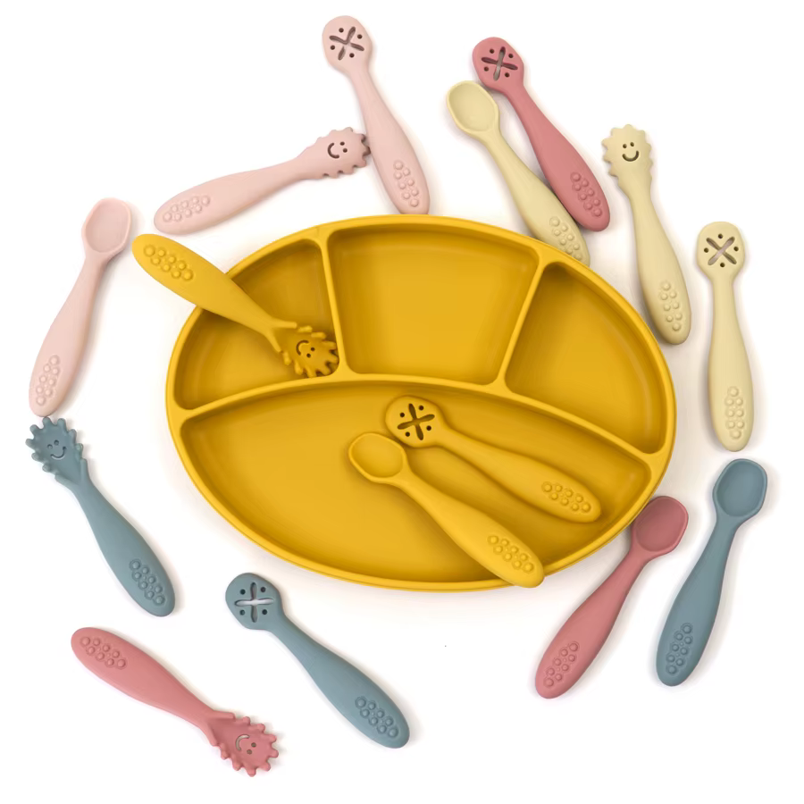 Cuillère fourchette en Silicone pour bébé, ensemble d'ustensiles d'alimentation, nourriture pour tou