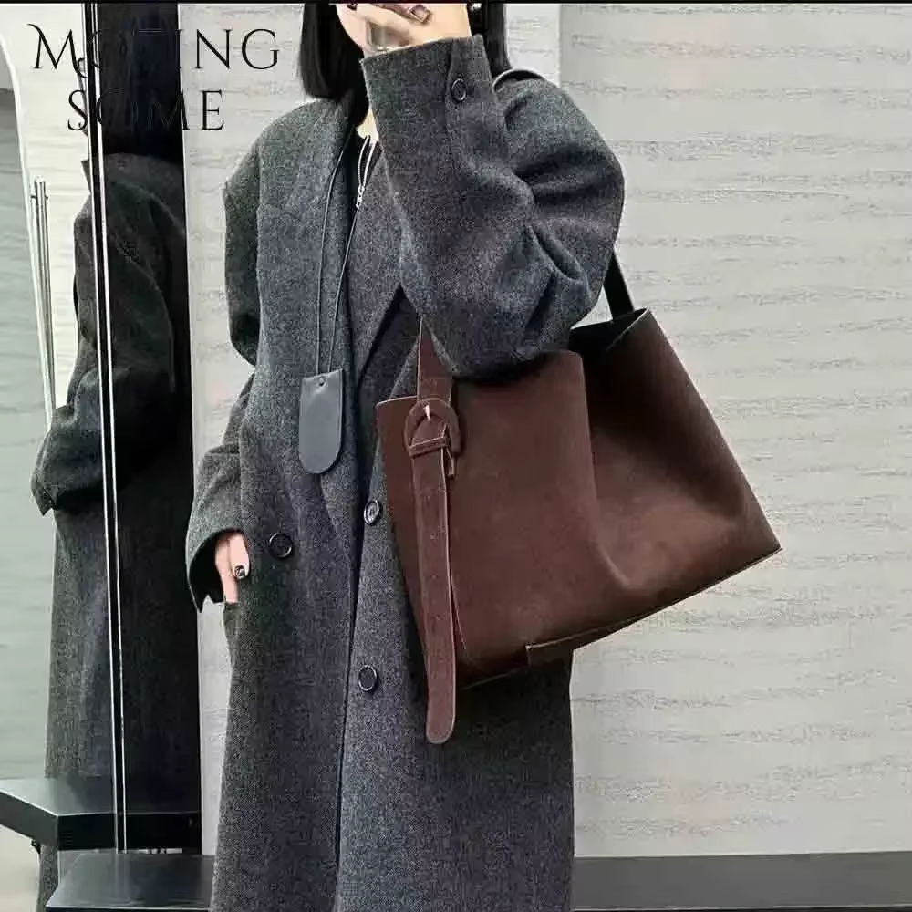 Motingsome-Sac à main en cuir suédé pour femme, sac surdimensionné, sacs d'hiver de luxe, peau de va