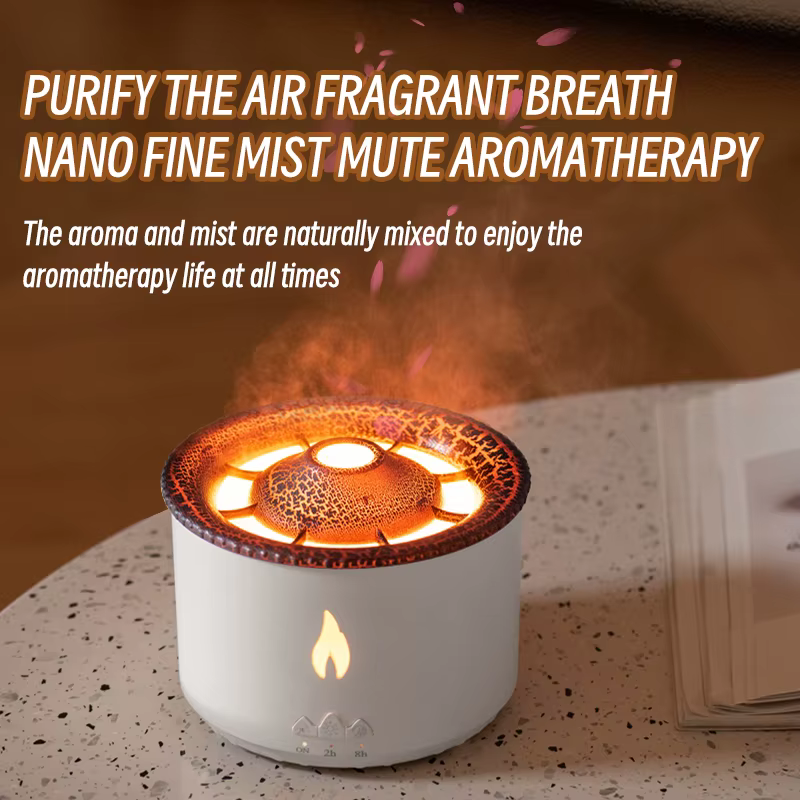 KINSCOTER volcan flamme diffuseur d'arôme méduse anneau de fumée humidificateur d'air 360ml aromathé