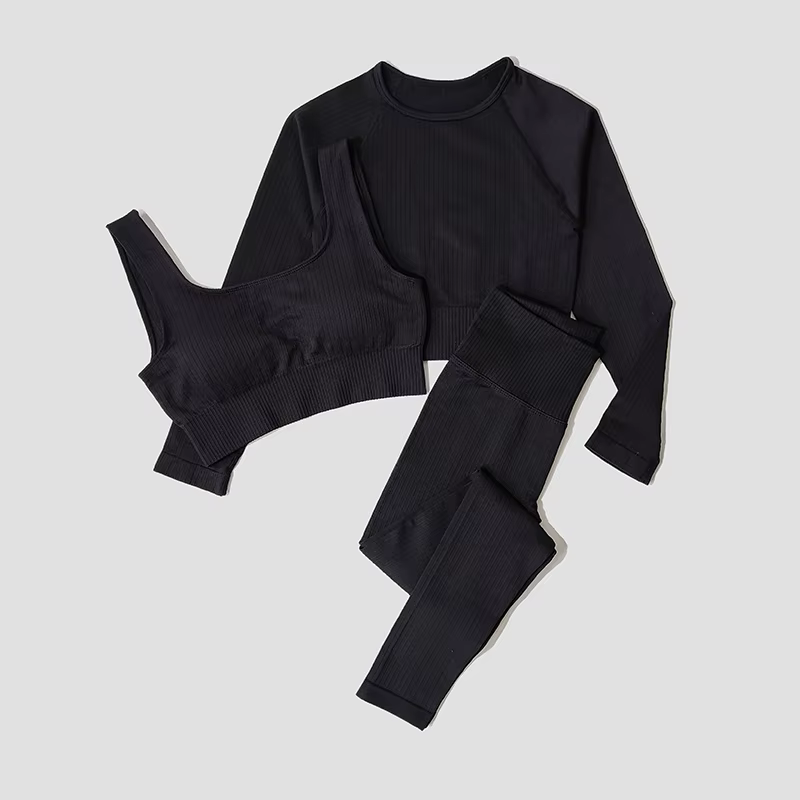 WAREBALL Ensemble de Vêtements de Yoga, Legging, Brassière et Haut à Manches longues, Sans Couture,