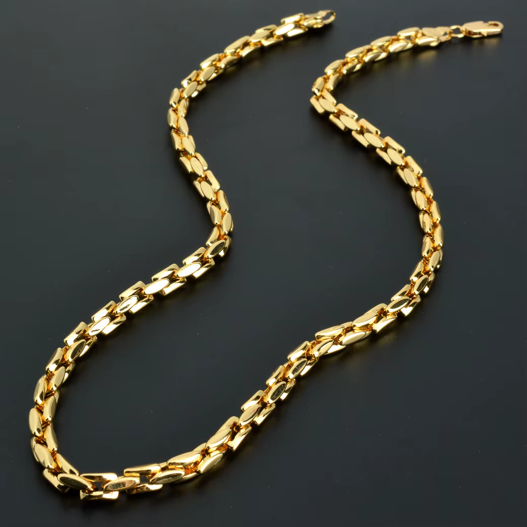 Collier chaîne à maillons hip hop plaqué or 18 carats pour femmes et hommes, ras du cou de couleur o