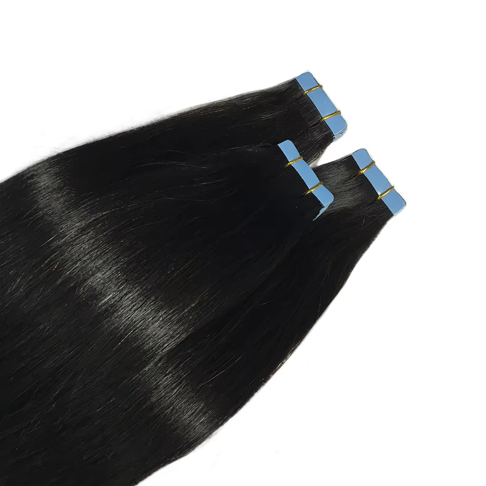 Bande adhésive 100% vrais cheveux humains Remy cheveux humains brésiliens Extensions droites peau tr