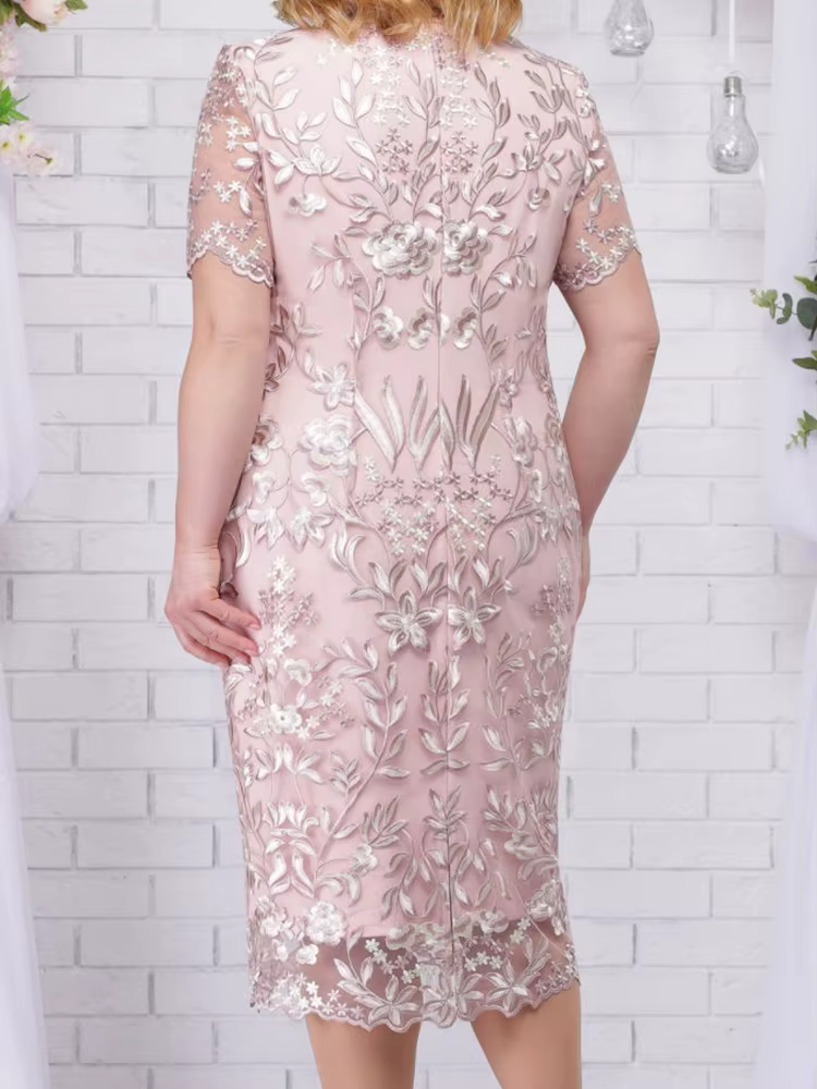 Robes d'été grande taille 4xl 5xl pour invités de mariage, manches courtes, dentelle florale, élégan