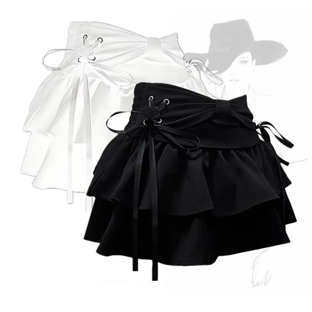 Mini jupe en jean gothique pour femmes, Streetwear américain, Vêtements sexy, Ligne A, Vintage, Noeu