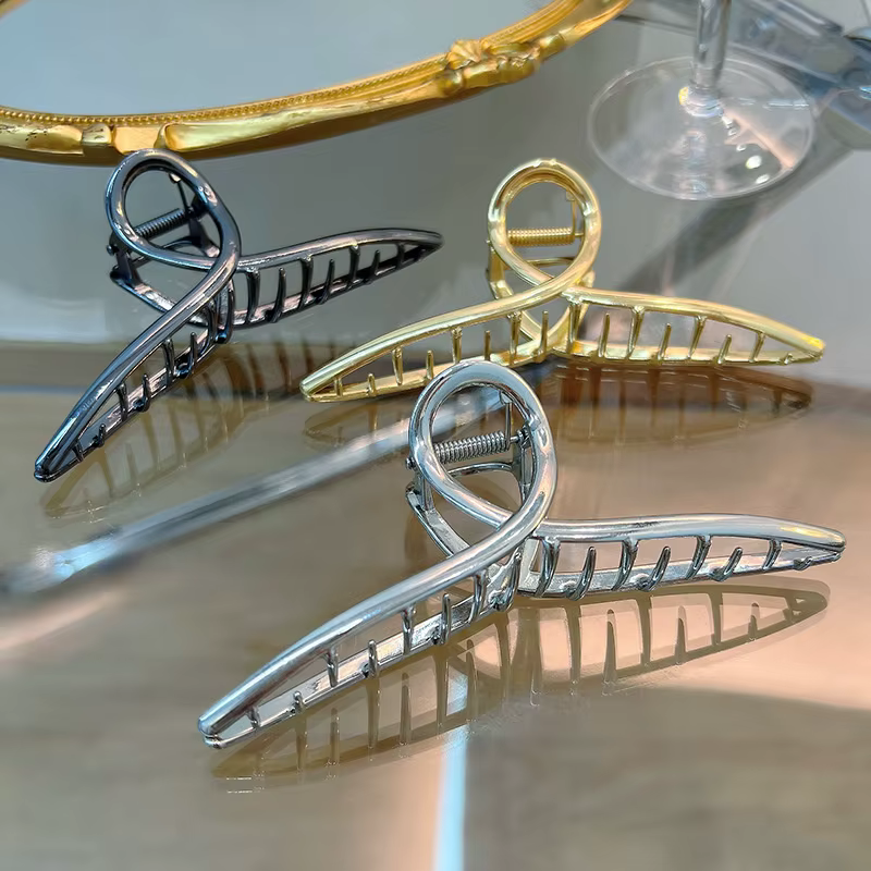 Pince à cheveux surdimensionnée en métal de 13.5cm, grande pince creuse, épingle à cheveux tendance,