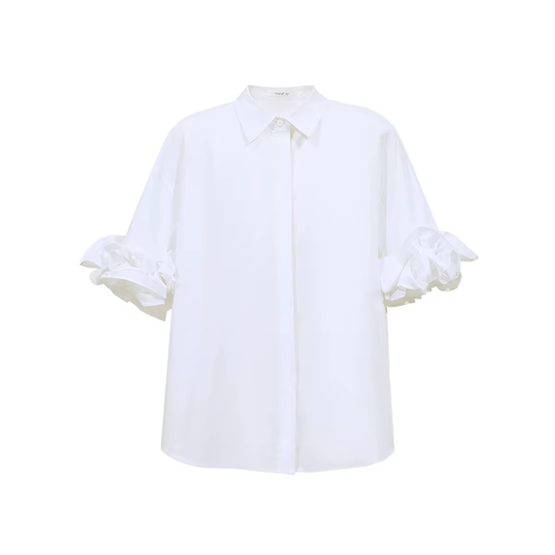 Chemisier Amii en coton pour femme, nouvelle collection été 2026, col à revers, épaules tombantes, c