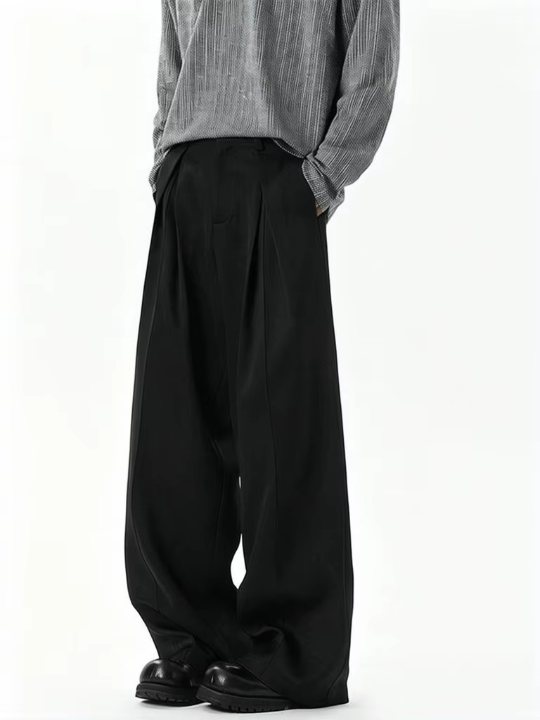 Pantalon décontracté streetwear à jambe large pour homme, style Harajuku, coupe évasée, noir, de hau
