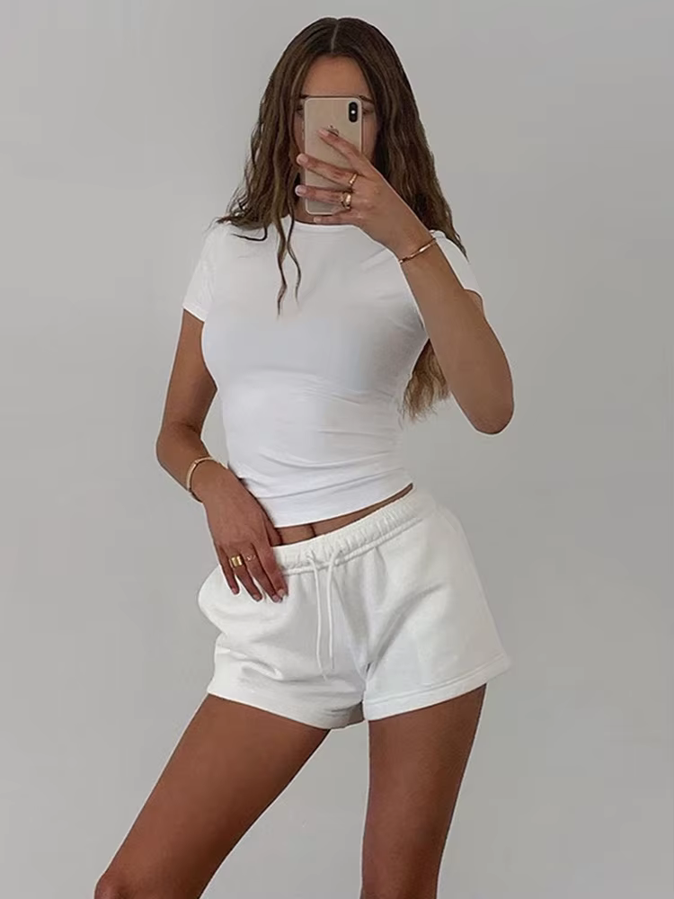 T-Shirt à Manches Courtes pour Femme, Couleur Unie, Simple, Décontracté, Doux, Assressenti, Basique,