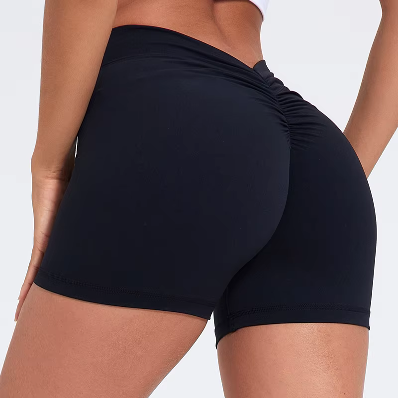 Short de yoga taille haute à dos en V pour femme, short moulant en nylon, pantalon de fitness, levag