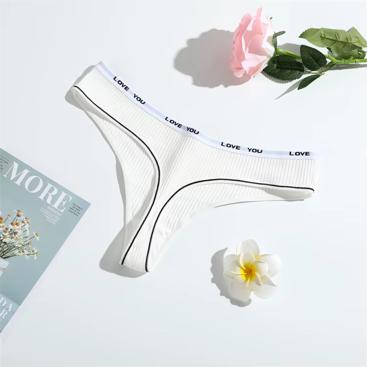 String en coton pour femmes, tanga, sous-vêtements grande taille, ceinture à lettres, string sexy, l
