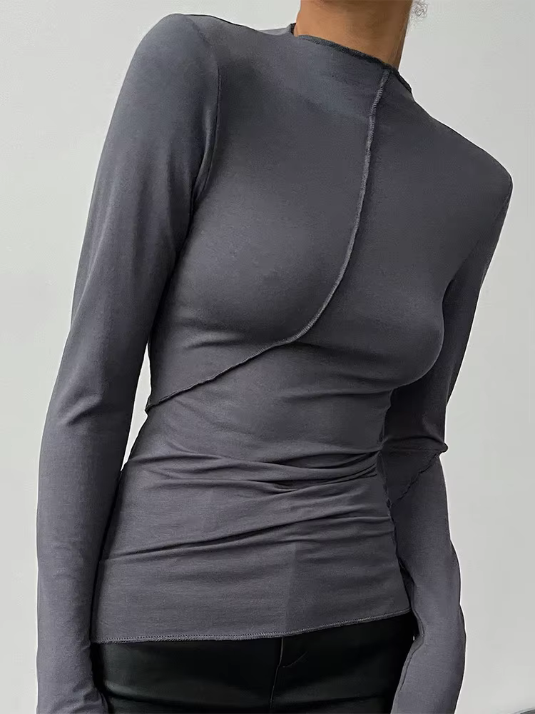 2025 col roulé Y2K à manches longues t-shirts femmes blanc automne hiver décontracté noir basique gr
