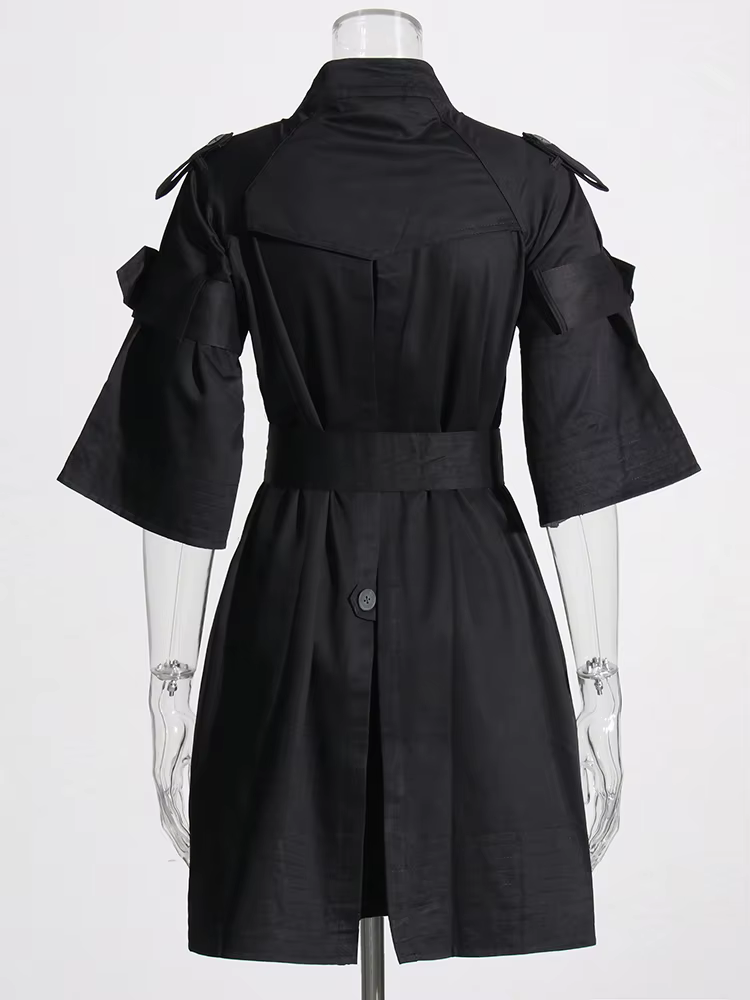 TWOTWurea YLE-Robe tunique unie pour femme, col rond, manches courtes, taille haute, lacets épissés,