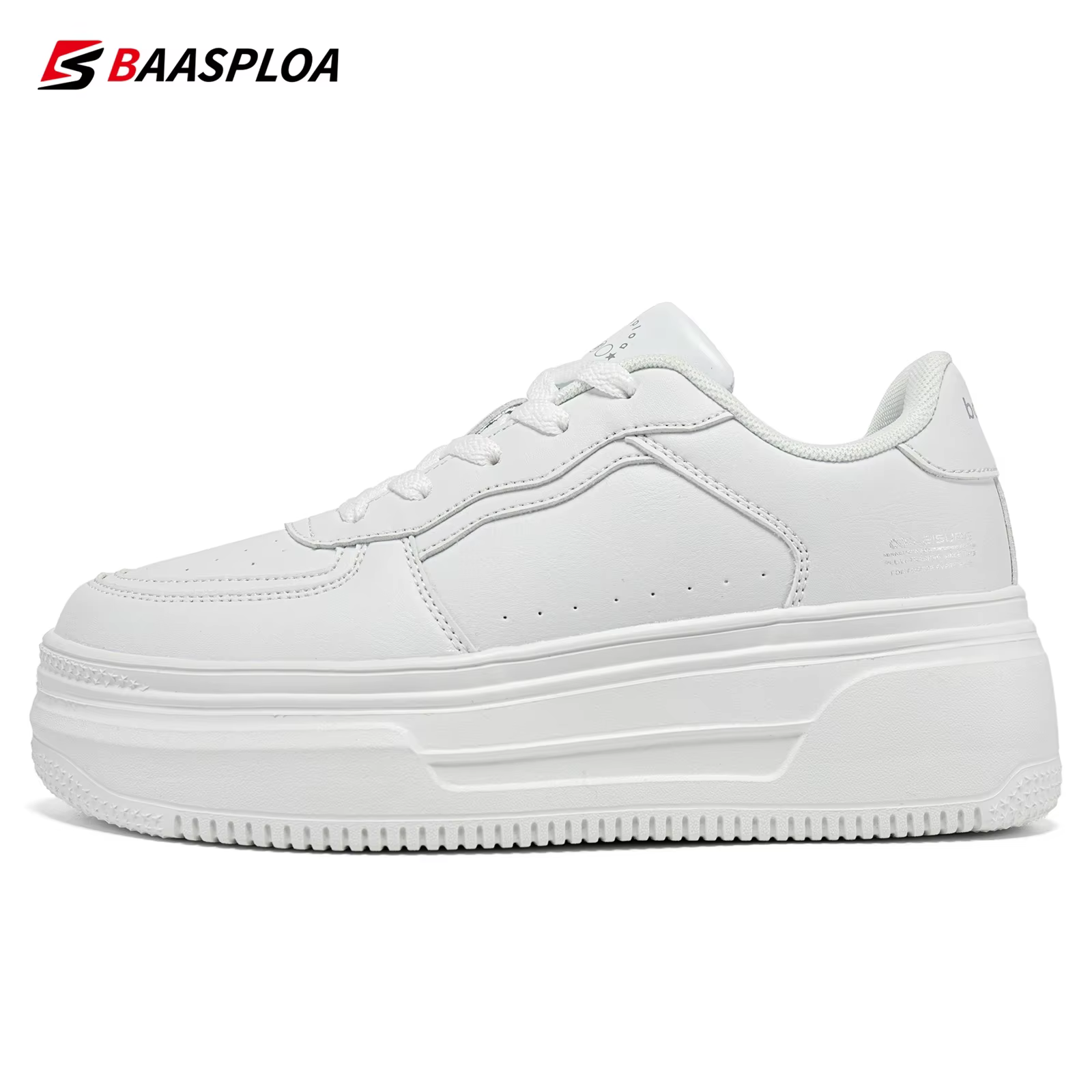 Baasploa – baskets à plateforme pour femmes, chaussures en cuir à semelles épaisses, décontractées, 