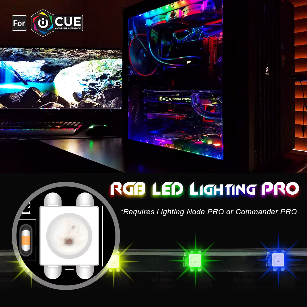 Bande LED numérique adressable WS2812b, 40cm, pour décor de boîtier PC, pour iCUE CORSAIR, nœud d'éc