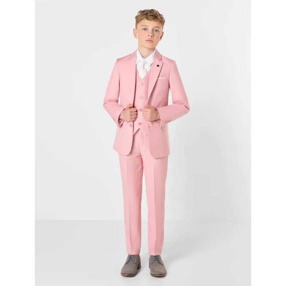 Ensembles roses pour enfants, 3 pièces, élégant, revers cranté, simple boutonnage, costume formel dé